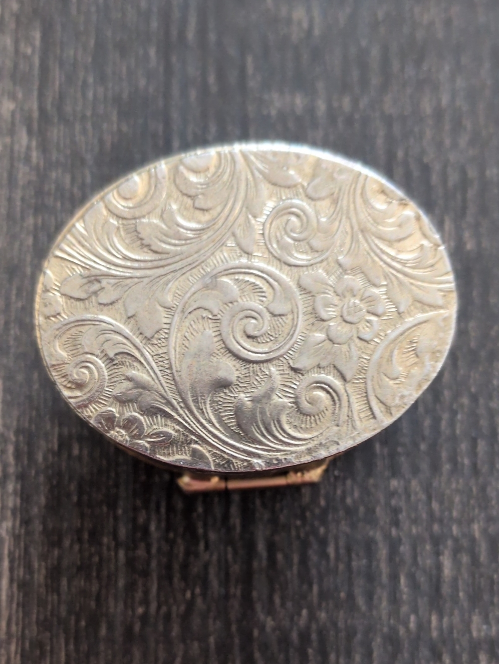 Vintage Gold Tone Stone Top Pill Box - Picture 4 of 5